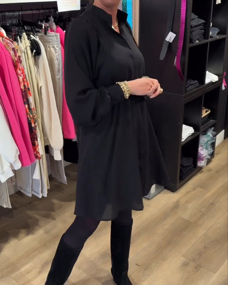 V-neck simple knee-length dress