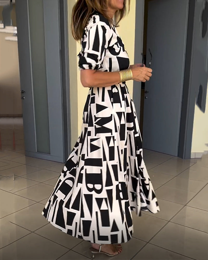 Geometric print loose dress