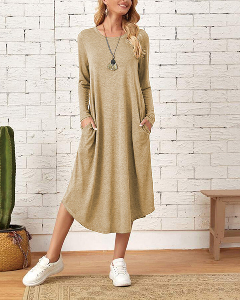 Long Sleeve Loose Cotton Dress