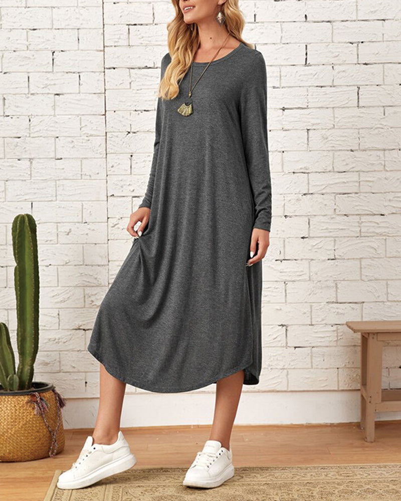 Long Sleeve Loose Cotton Dress