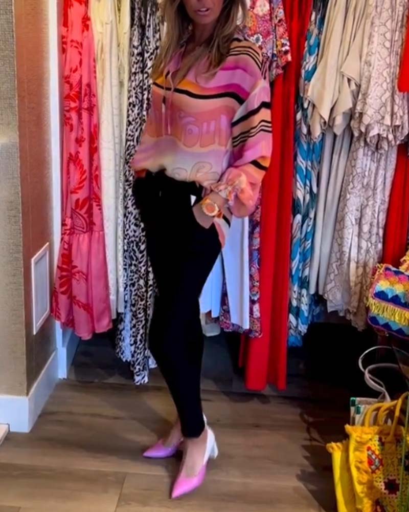 Suspension contrast print casual top