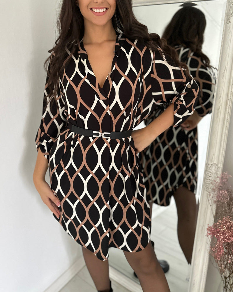 Retro rhombus print dress