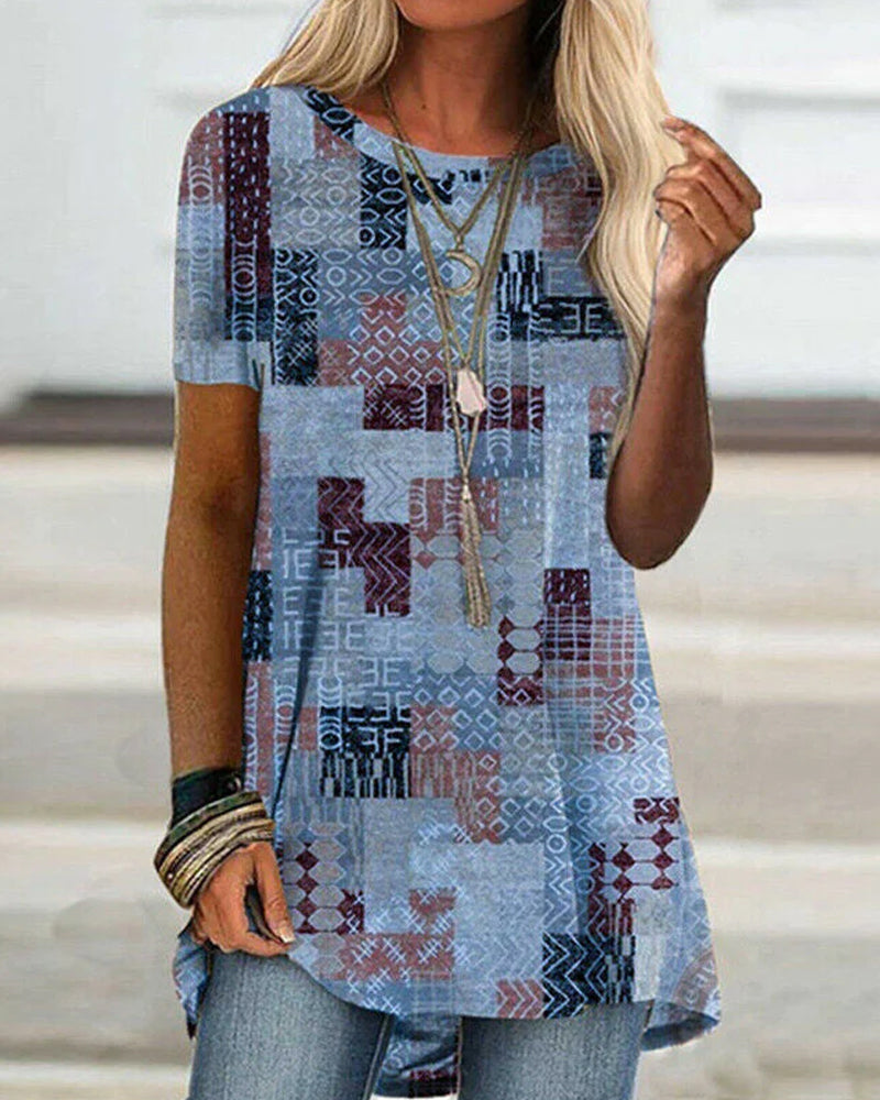 Round neck short sleeve T-shirt