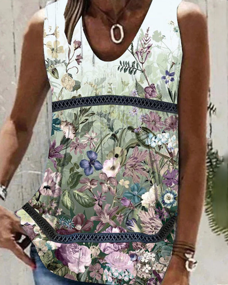 Floral and Paisley Print Tank Top