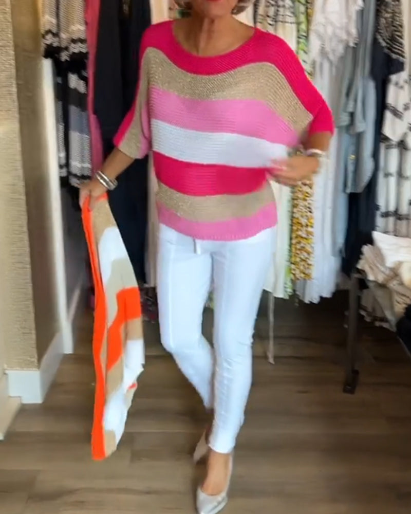 Aumora Color block crew neck sweater