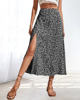 Slit mid waist bag hip skirt