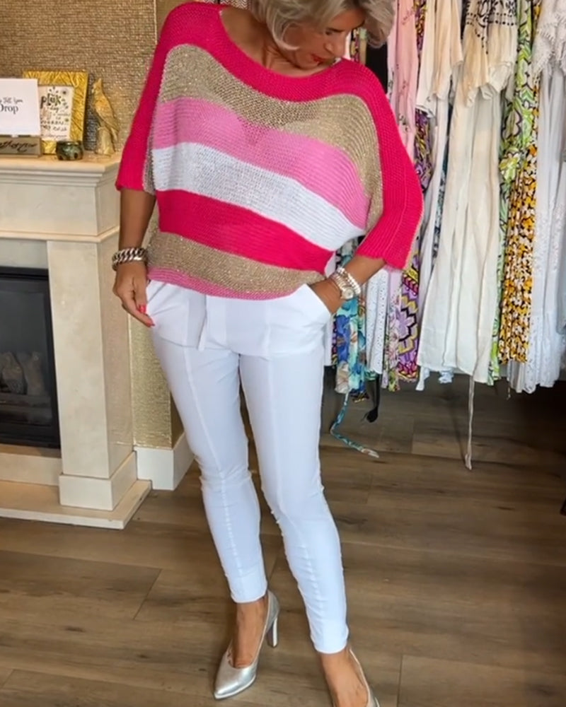 Aumora Color block crew neck sweater