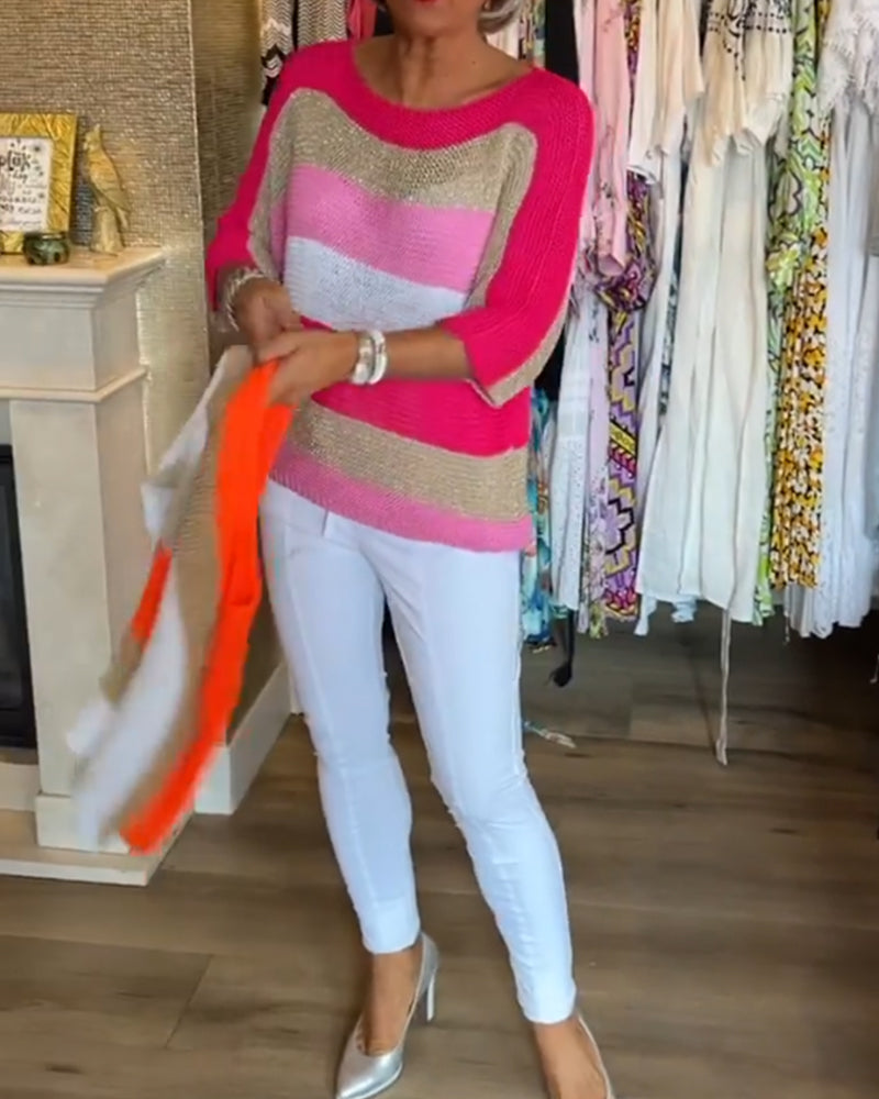 Aumora Color block crew neck sweater