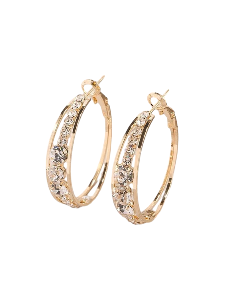 Rhinestone-encrusted large hoop earrings