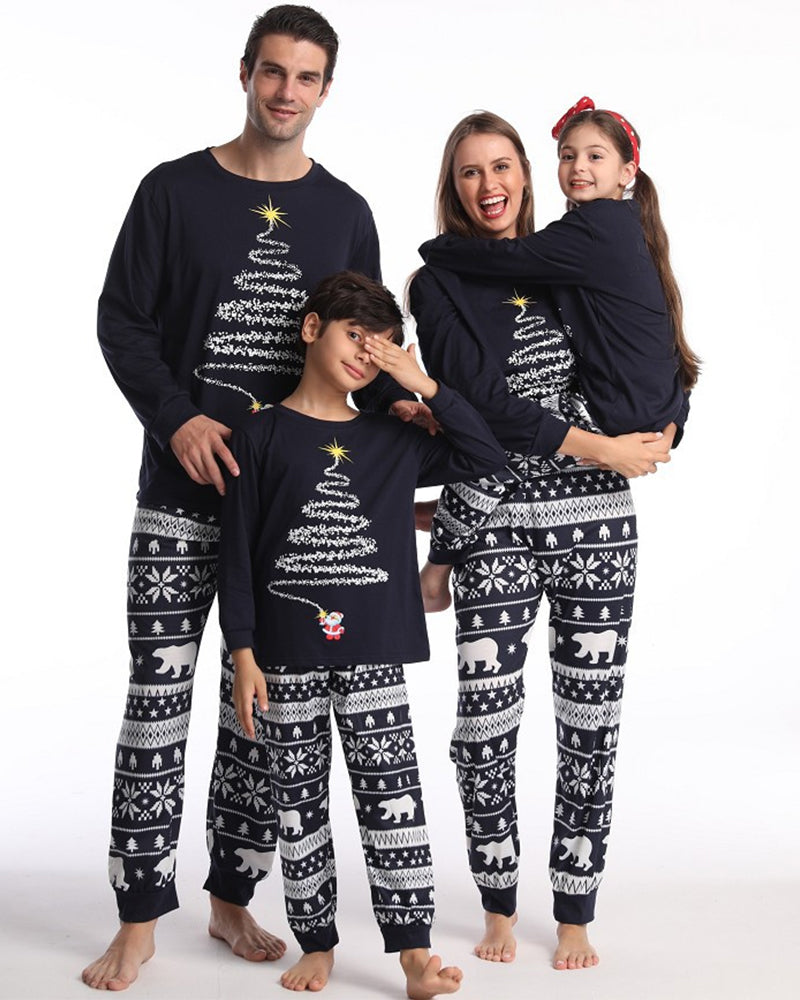 Christmas tree print christmas family pajamas