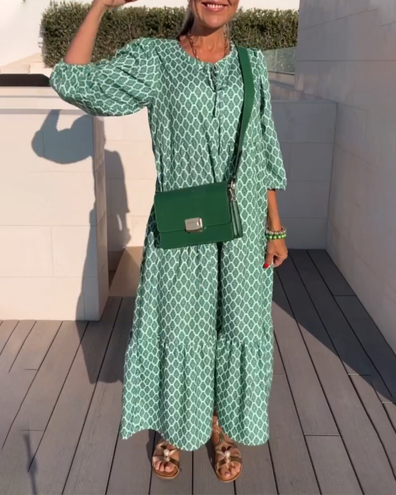 Round neck fashion print dress