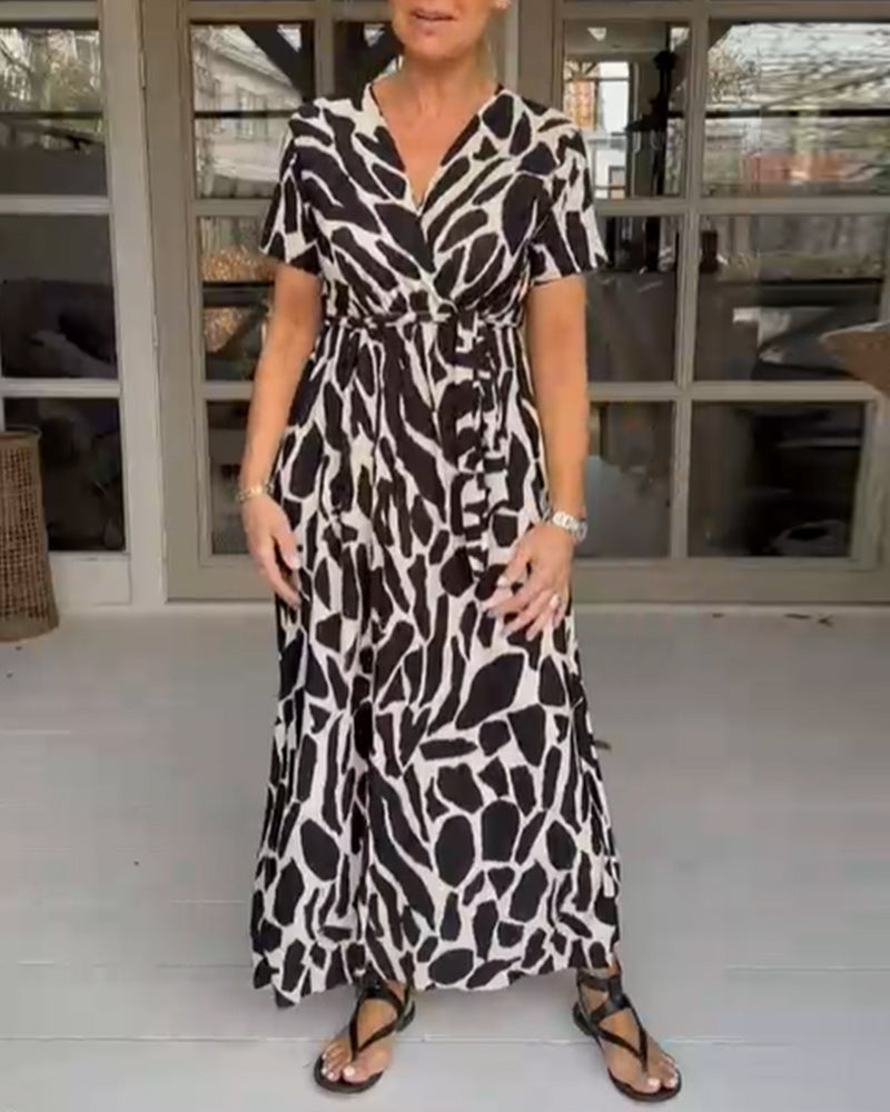 V neck short sleeve dress