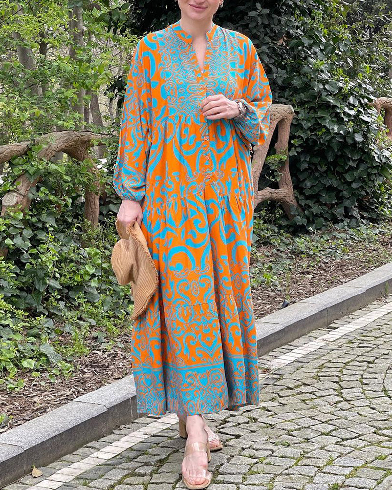 Premium printed casual long dress