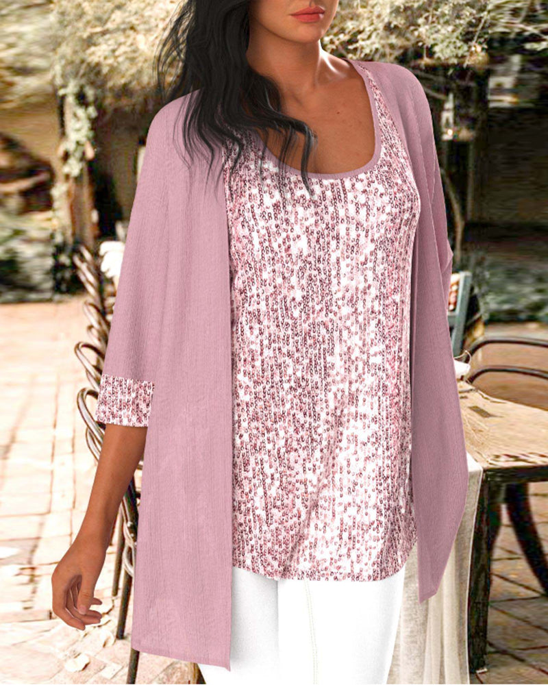 Sequin Tank Top and Cardigan