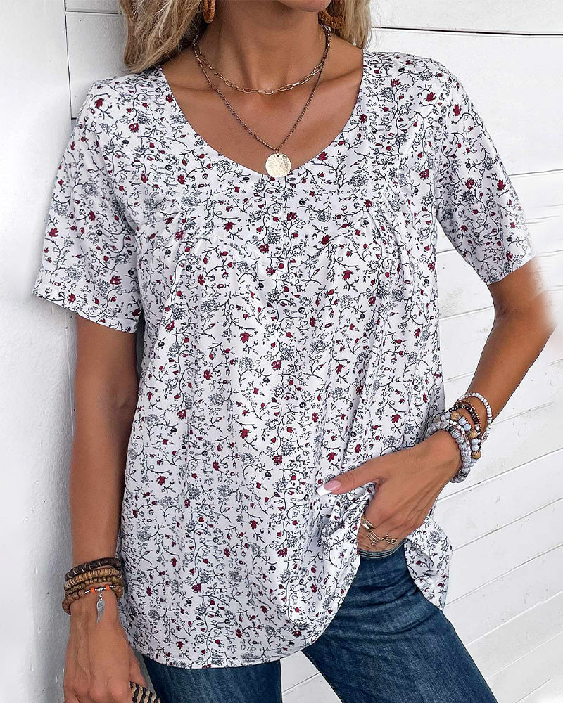 Ruffled floral printed blouse