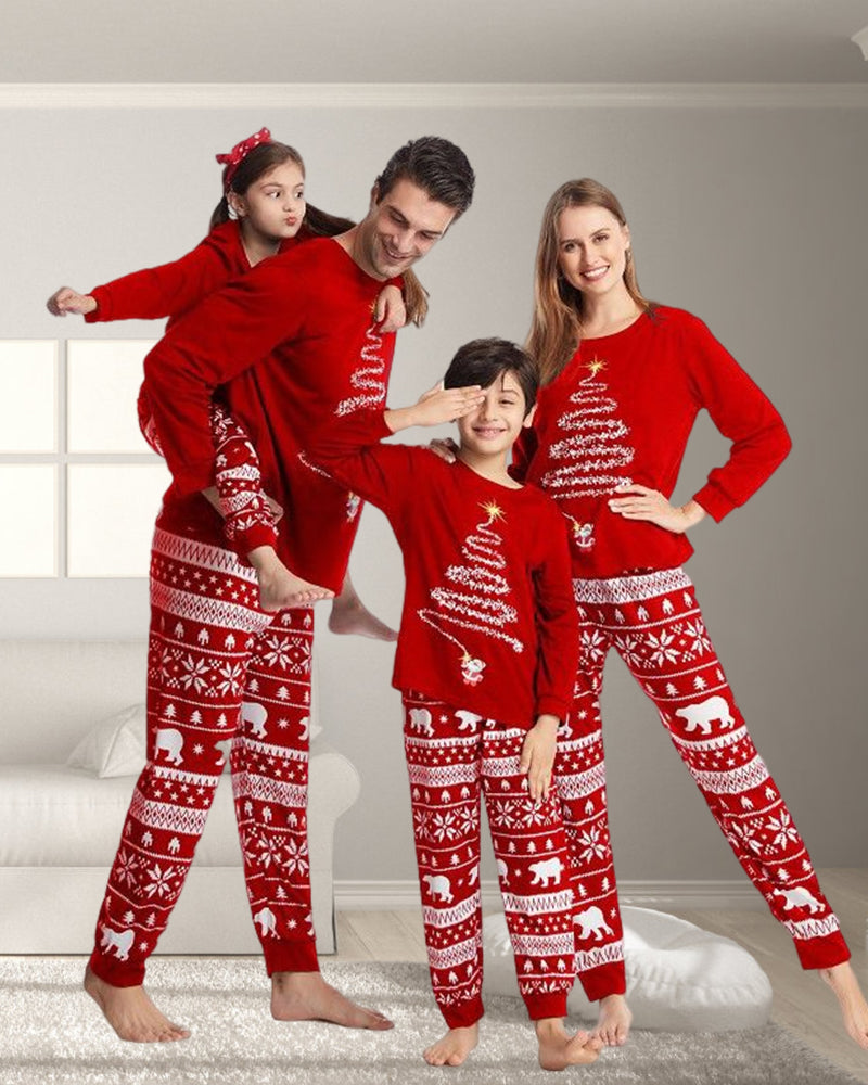 Christmas tree print christmas family pajamas