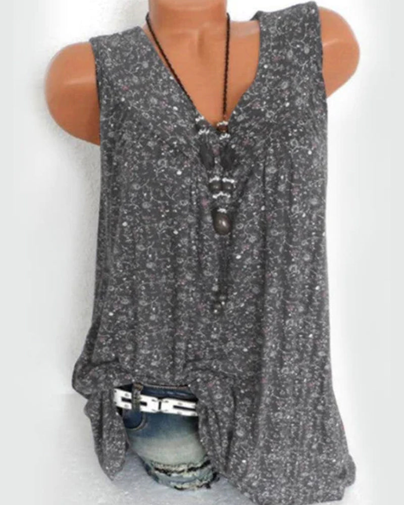Sleeveless Tank Top with Floral Print