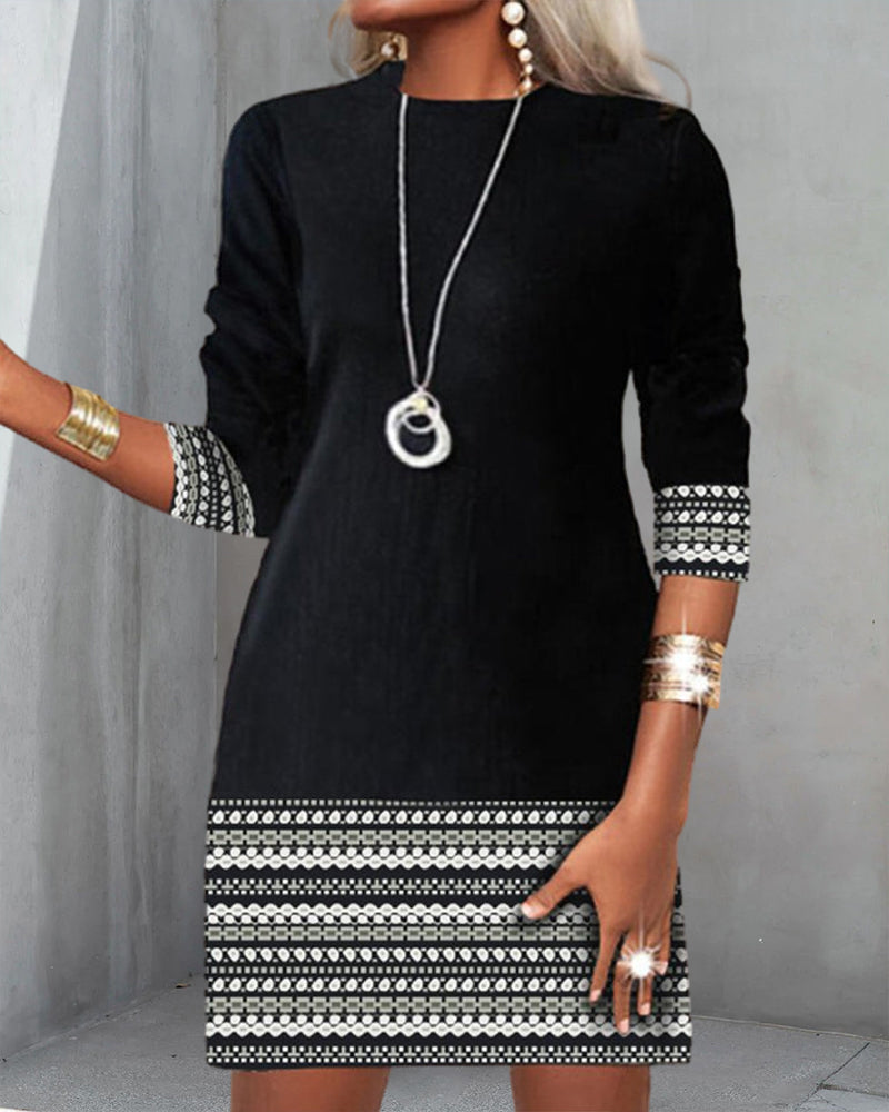 Patchwork printed casual dress