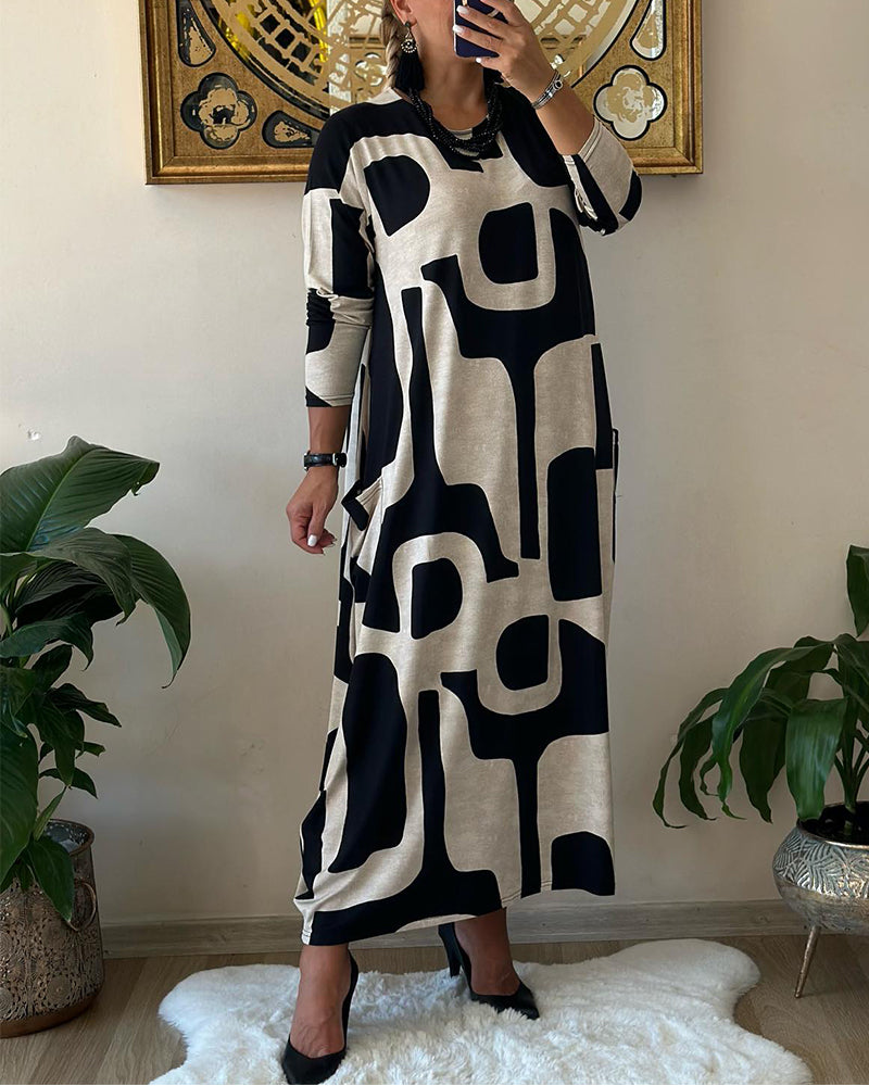 Long sleeve printed dress
