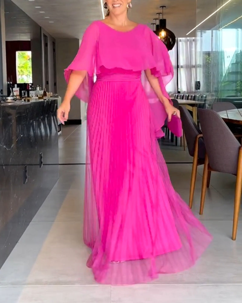 Round Neck A Line Maxi Dress