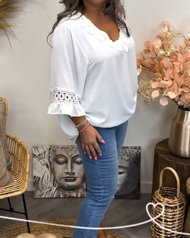 V-Neck Flared Sleeve Top