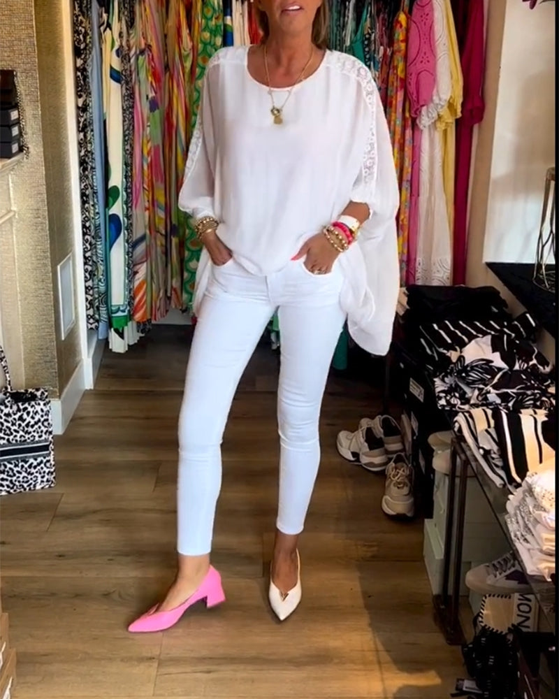 3/4 sleeve solid color irregular top