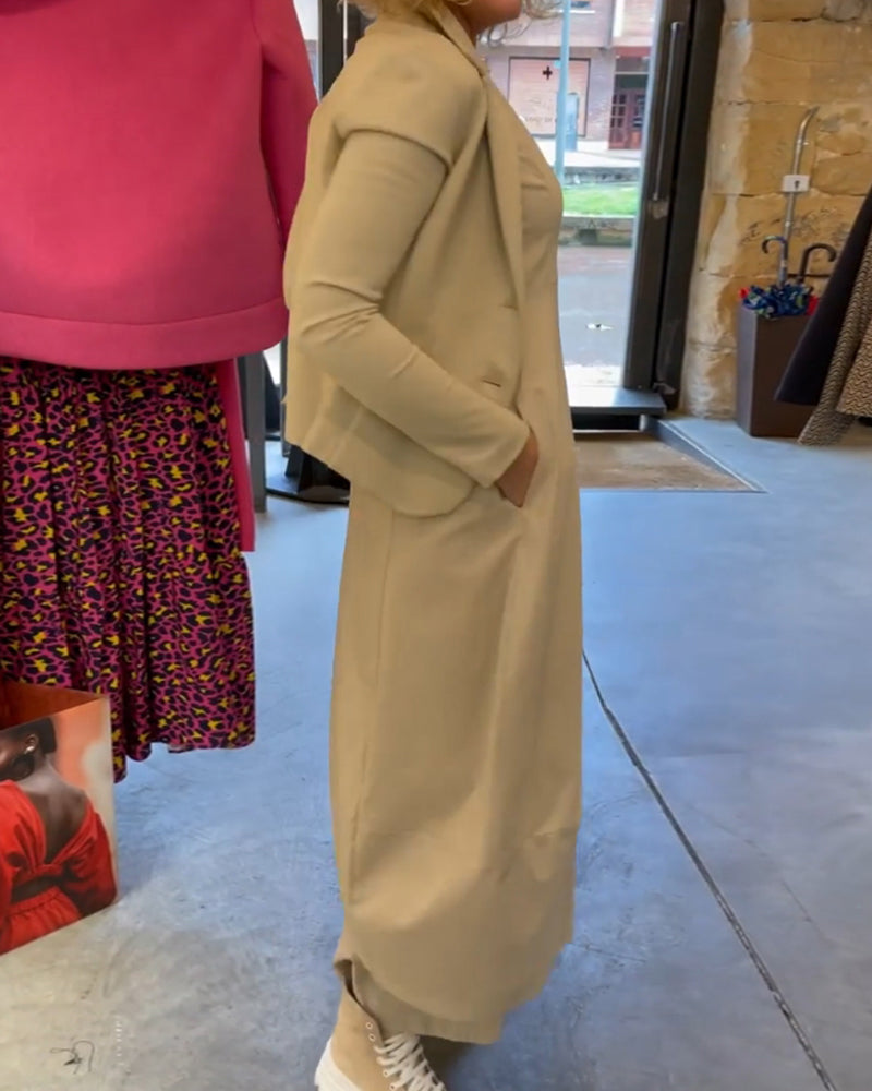 Casual solid color long sleeve dress