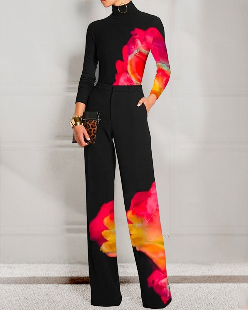 High Neck Long Sleeve Skinny T-shirt