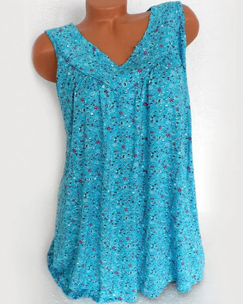 Sleeveless Tank Top with Floral Print