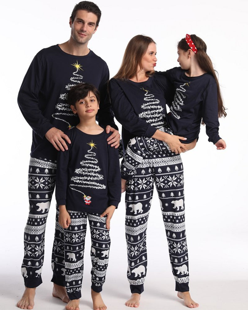 Christmas tree print christmas family pajamas