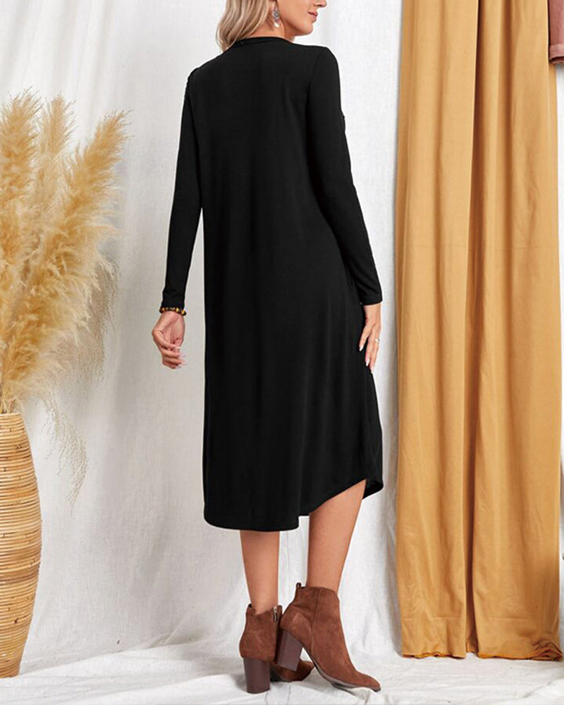 Long Sleeve Loose Cotton Dress