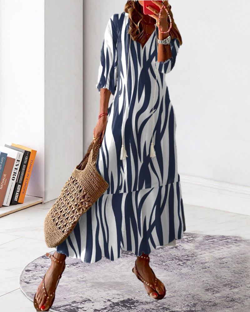 Printed v-neck dress