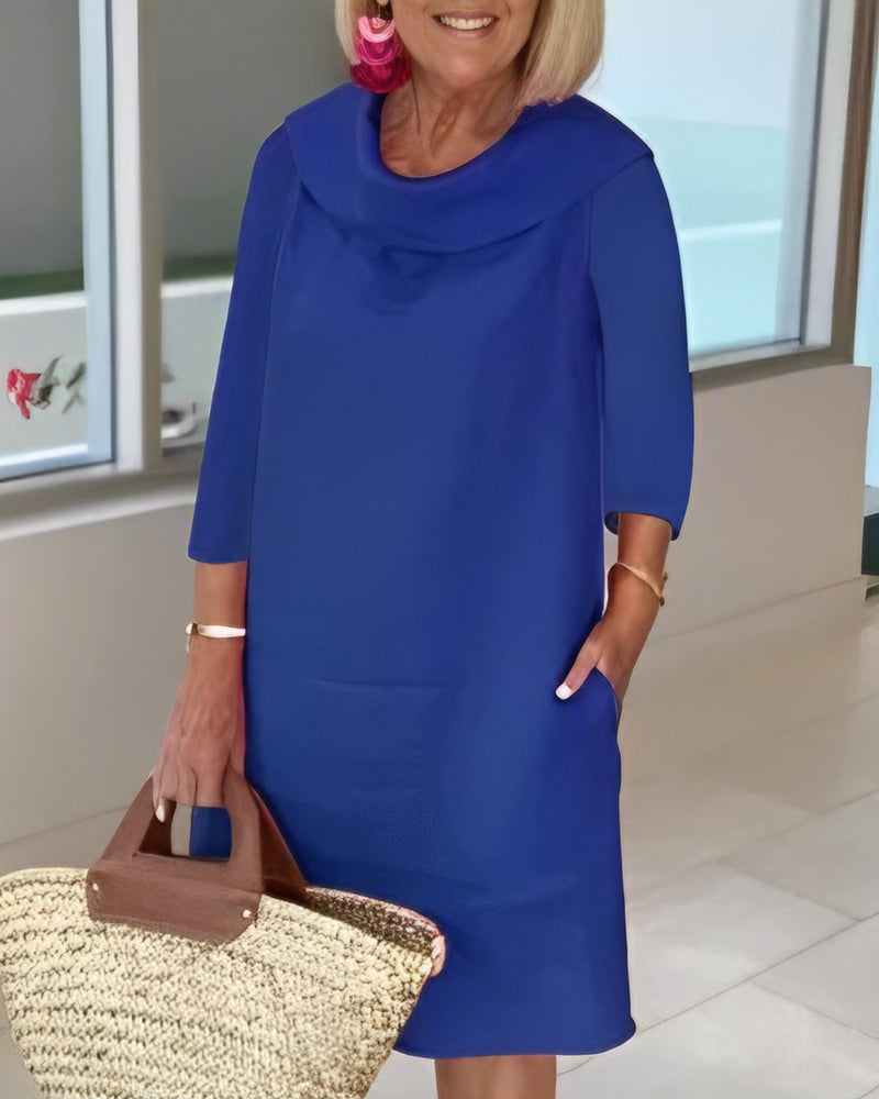 Round neck solid color dress