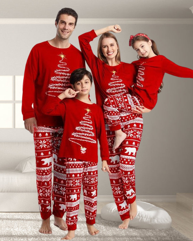 Christmas tree print christmas family pajamas