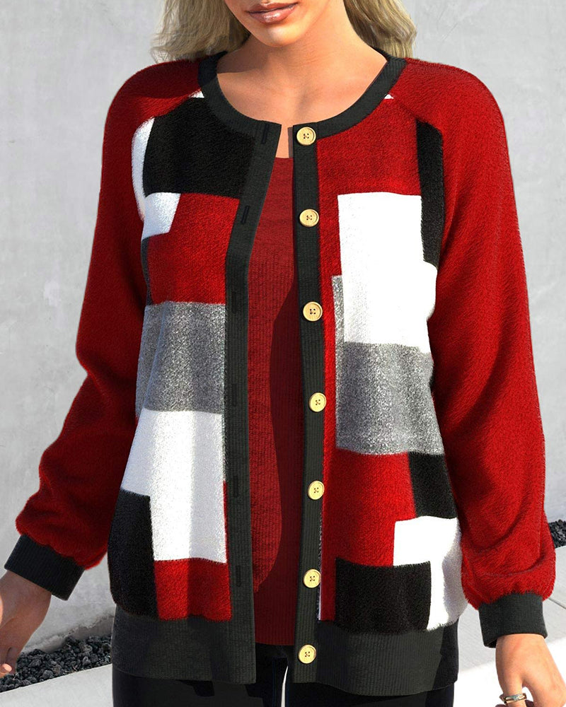 Color block paneled cardigan – Iktops