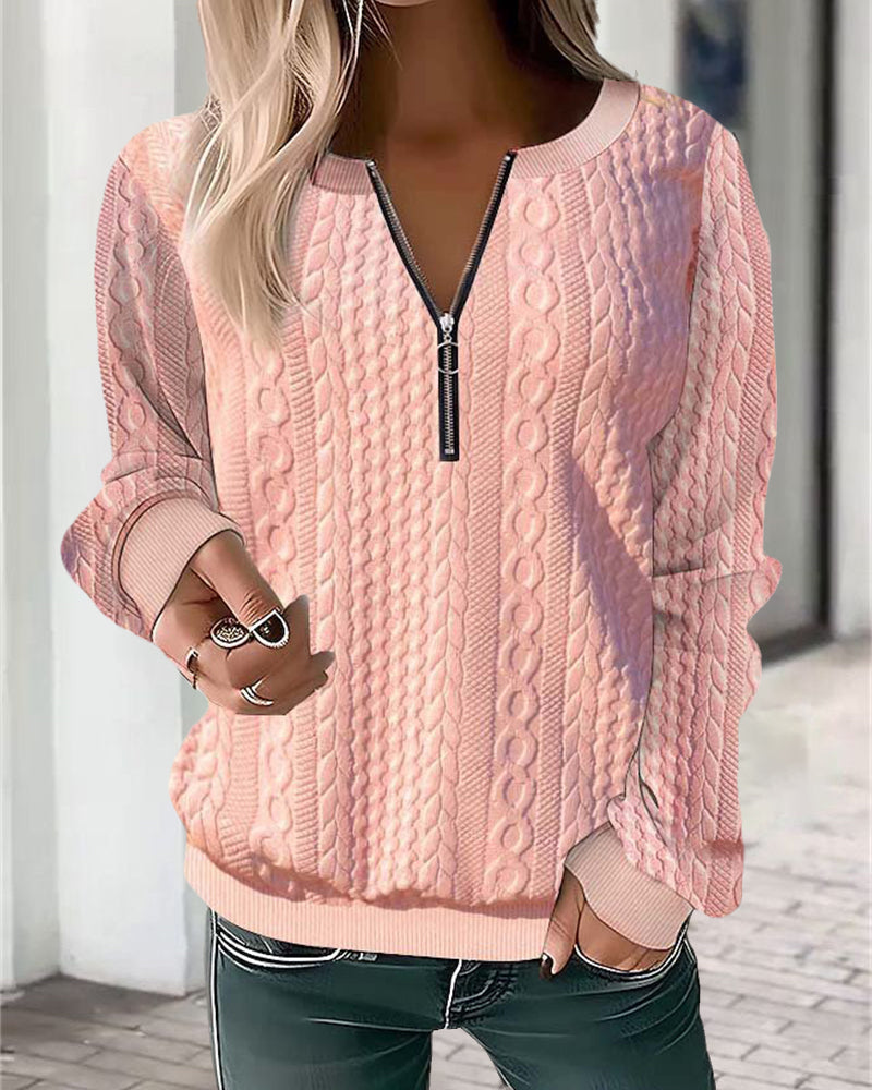 Solid color zipper sweatshirt