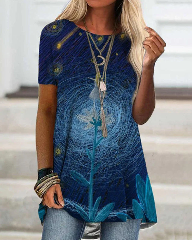 Round neck short sleeve T-shirt