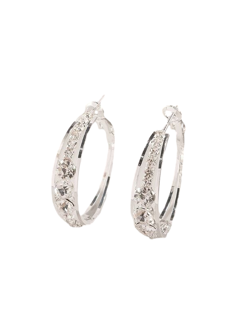 Rhinestone-encrusted large hoop earrings