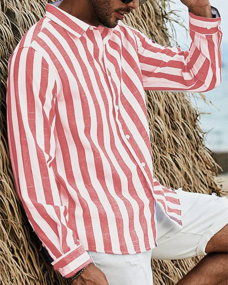 Striped print long-sleeved shirt