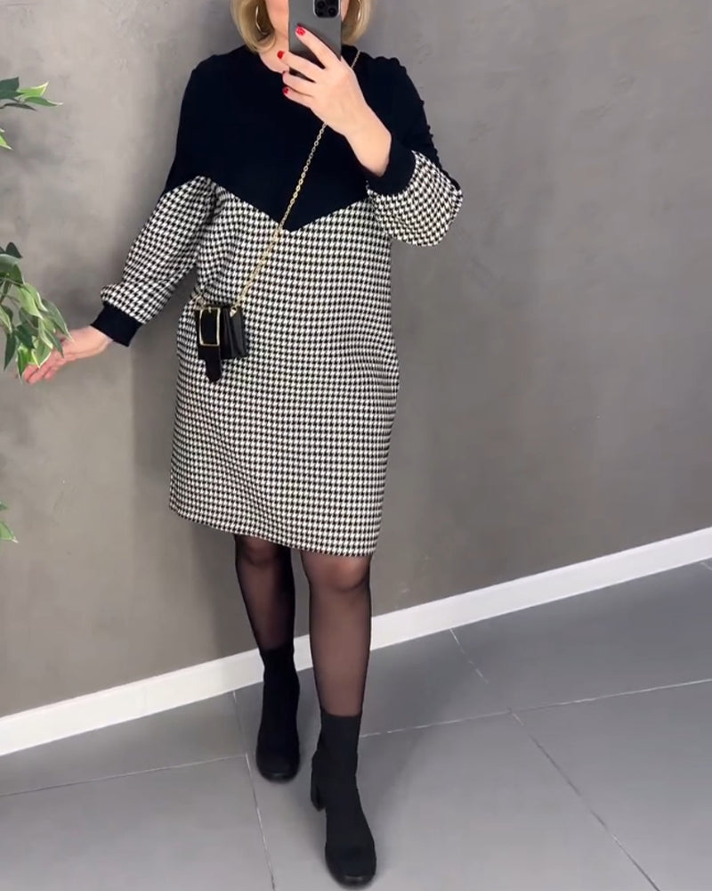 Chic Plaid Color Block Dress