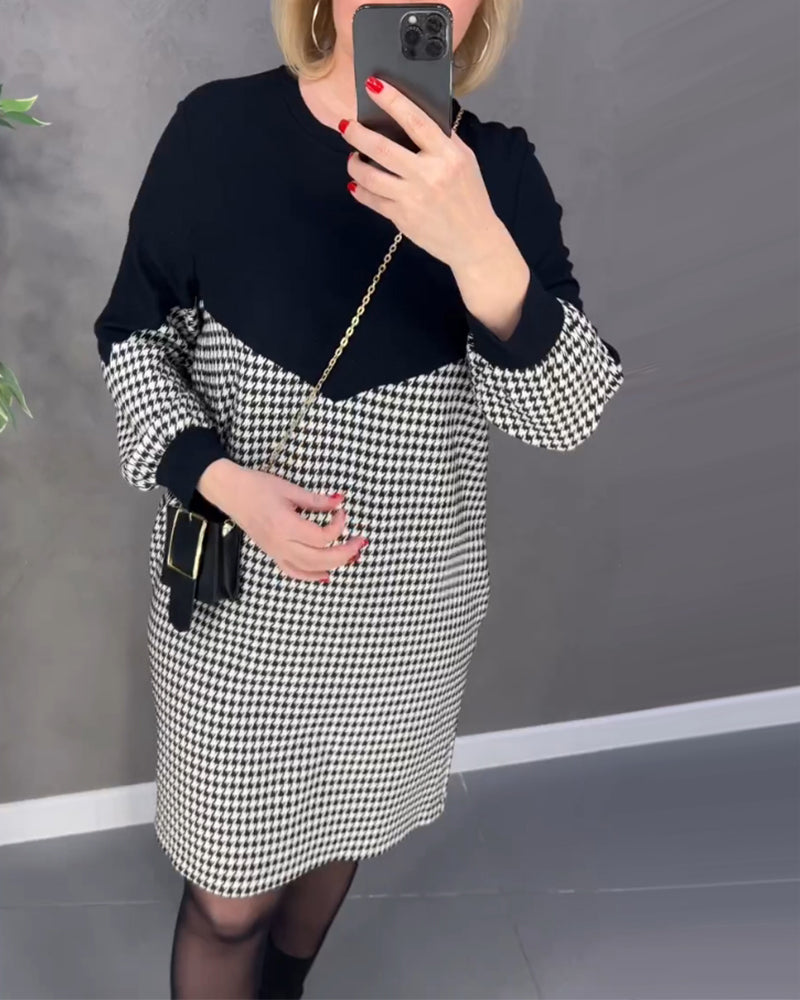Chic Plaid Color Block Dress