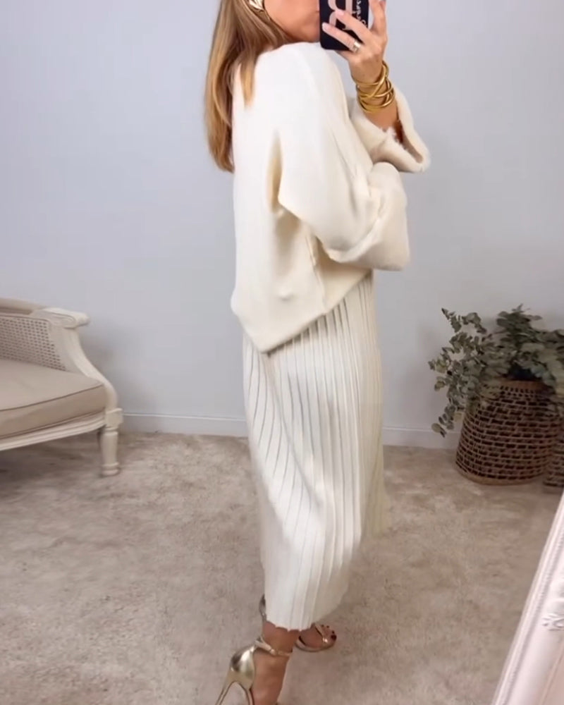 Solid color Elegant long sleeve pullover