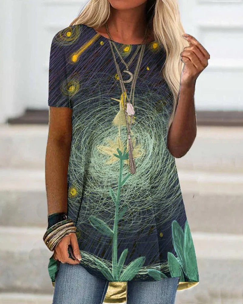 Round neck short sleeve T-shirt