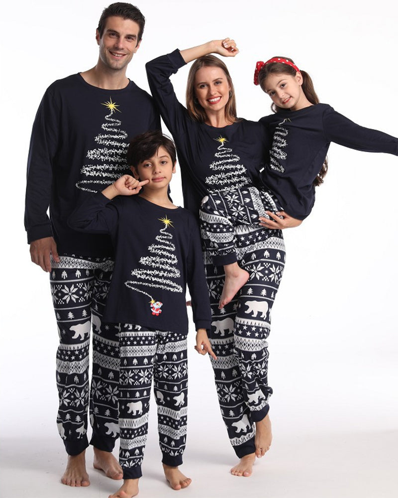 Christmas tree print christmas family pajamas