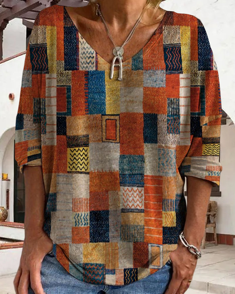 Colorful Block Print Top