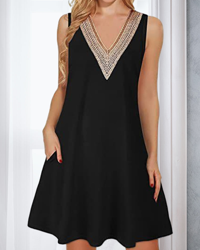 Sleeveless V-neck Casual Dress