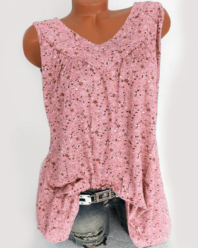 Sleeveless Tank Top with Floral Print