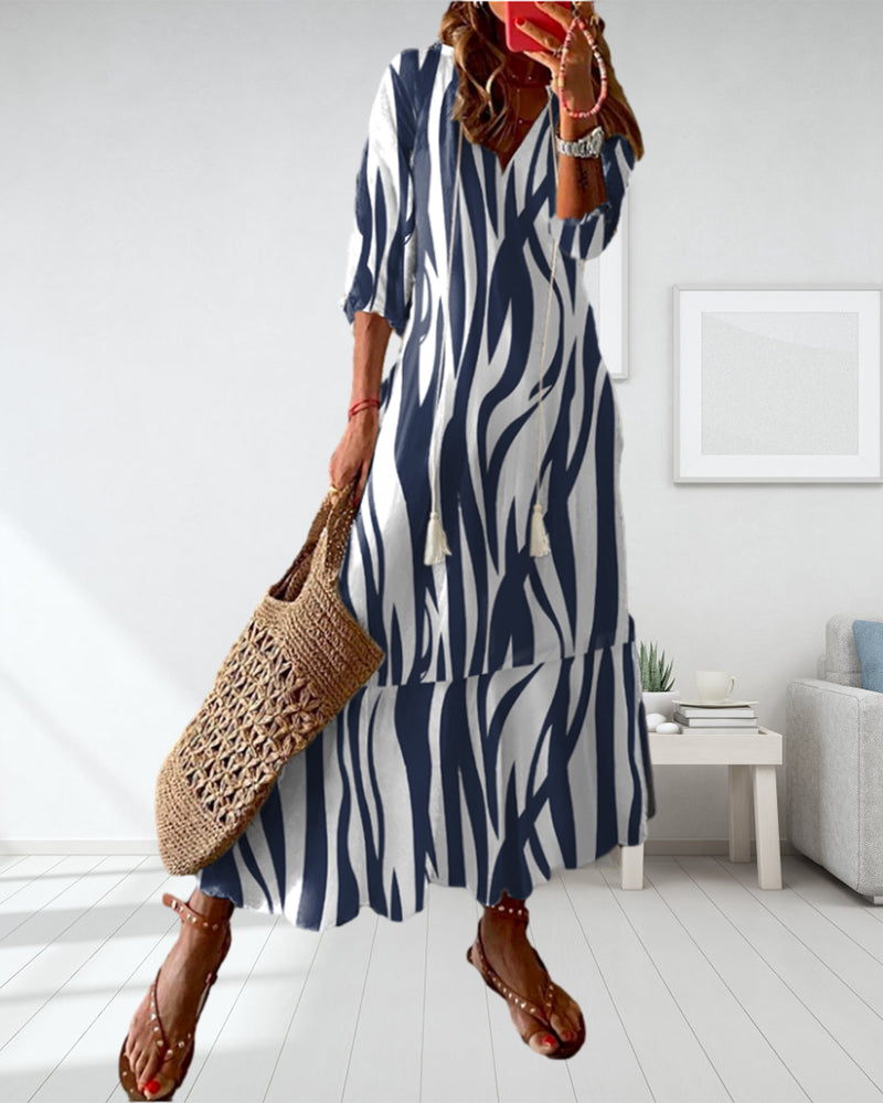 Printed v-neck dress