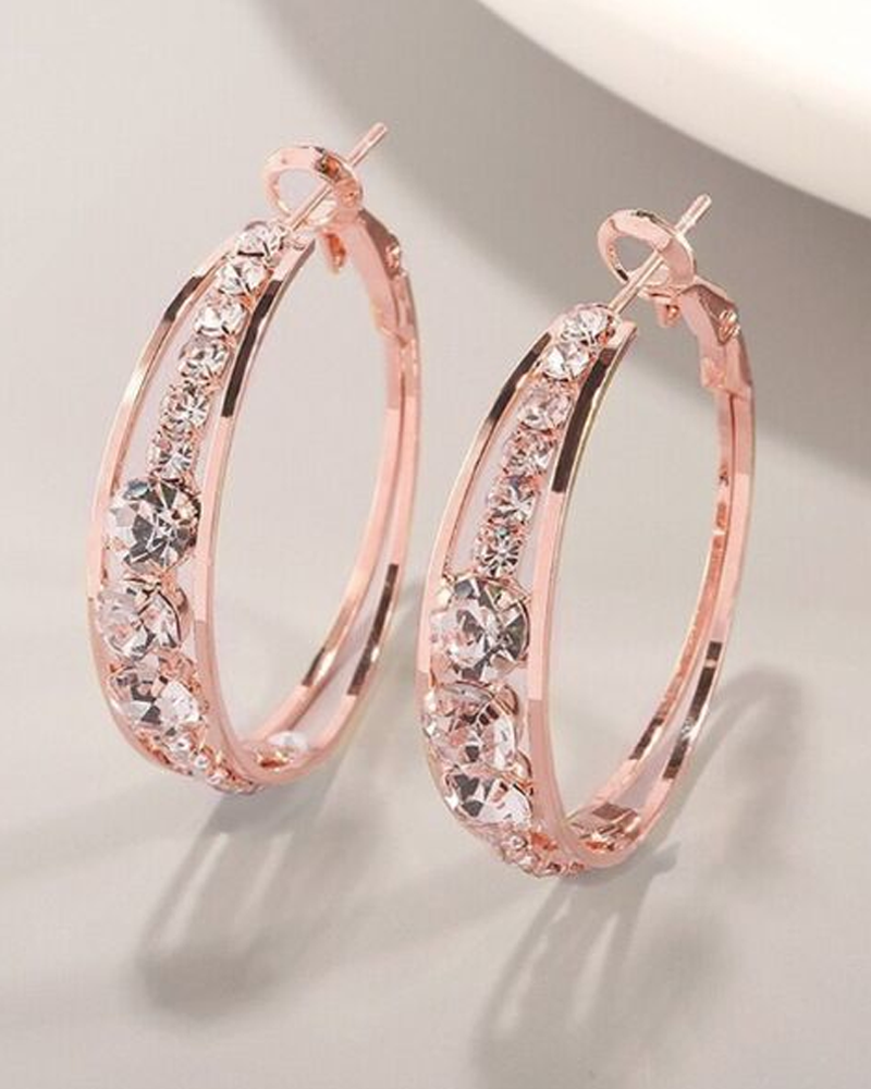 Rhinestone-encrusted large hoop earrings