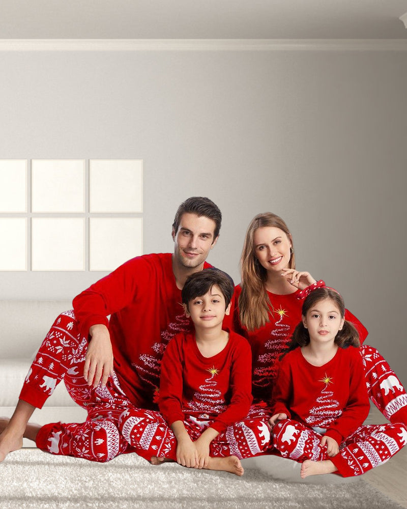 Christmas tree print christmas family pajamas
